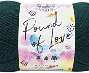 Lion Brand Yarn Pound of Love, Value Yarn, Large Yarn for Knitting and Crocheting, Craft Yarn, Hunter Green