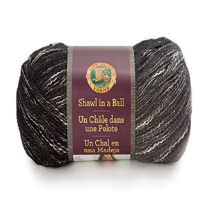 (1 skein) lion brand yarn shawl in a ball yarn, feng shui grey