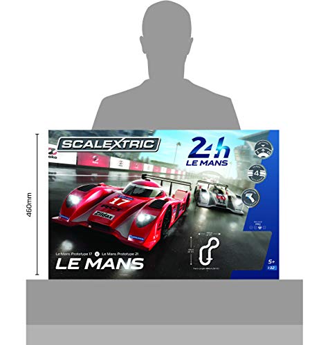 Scalextric C1368T 24 Hr Le Mans Sports Cars Slot Car Analog 1:32 Race Track Set, Red/White/Black