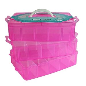 bins & things stackable storage container with 30 adjustable compartments - craft storage/craft organizers and storage - bead organizer box/art supply organizer - lego storage & barbie organizer