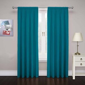 pairs to go cadenza modern decorative rod pocket window curtains for living room (2 panels), 40 x 63 in, teal