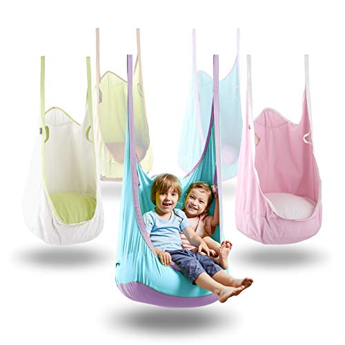 HAPPY PIE PLAY&ADVENTURE HappyPie Frog Folding Hanging Pod Swing Seat Indoor and Outdoor Hammock for Children to Adult (Blue)