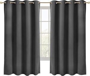 utopia bedding blackout curtains for bedroom grommet window curtains 63 inch length 2 panels thermal insulated drapes for living room (grey, 52w x 63l inches)