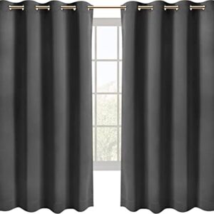 Utopia Bedding Blackout Curtains for Bedroom Grommet Window Curtains 63 Inch Length 2 Panels Thermal Insulated Drapes for Living Room (Grey, 52W x 63L Inches)