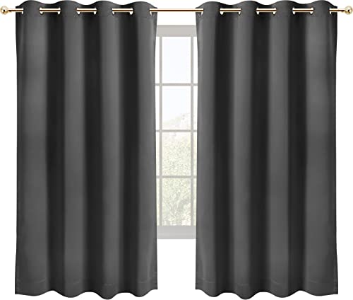 Utopia Bedding Blackout Curtains for Bedroom Grommet Window Curtains 63 Inch Length 2 Panels Thermal Insulated Drapes for Living Room (Grey, 52W x 63L Inches)