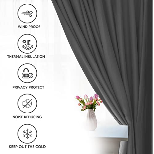 Utopia Bedding Blackout Curtains for Bedroom Grommet Window Curtains 63 Inch Length 2 Panels Thermal Insulated Drapes for Living Room (Grey, 52W x 63L Inches)