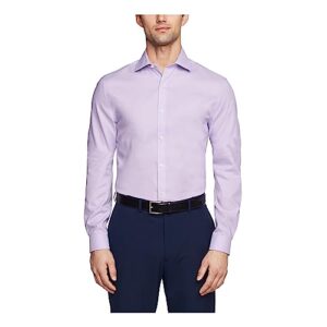 tommy hilfiger men's dress shirt slim fit non iron solid, frosted lilac, 17" neck 32"-33" sleeve