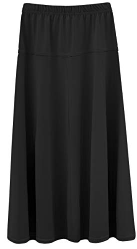 BABY O Girls Kids Basic Stretch Slinky Knit A-Line Ankle Length Maxi Skirt for 4 to 18 Years Old (Black Large)