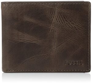 fossil men's derrick leather rfid-blocking bifold passcase with removable card case wallet, dark brown, (model: ml3771201)