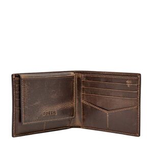 Fossil Men's Derrick Leather RFID-Blocking Bifold Passcase with Removable Card Case Wallet, Dark Brown, (Model: ML3771201)