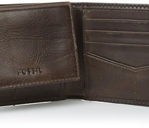 Fossil Men's Derrick Leather RFID-Blocking Bifold Passcase with Removable Card Case Wallet, Dark Brown, (Model: ML3771201)