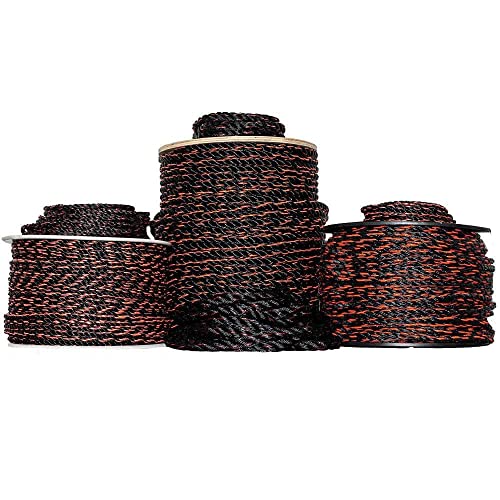 SGT KNOTS California Truck Rope - Twisted Polypropylene Rope for Cargo Straps, Tie-Downs, Gear Bundles, Boating, More (3/8" x 100ft, Black and Orange)