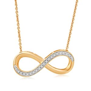 jewelili 14k yellow gold over sterling silver diamond accent infinity pendant necklace, 18"
