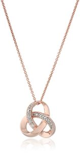 amazon collection womens 14k rose gold over sterling silver diamond knot pendant necklace, 18"