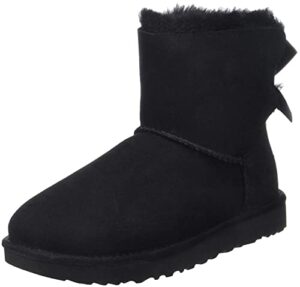 ugg women's mini bailey bow ii boot, black, 7