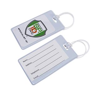5 pack - slim and sturdy flexible backpack & airline luggage id bag tags - business card holders - with secure plastic worm loop straps by specialist id (white)