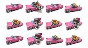 12 classic car party food boxes - pink birthday set