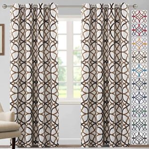 h.versailtex blackout curtains printed design 84 inch length 2 panels set thermal insulated curtains for bedroom living room geometric modern grommet window drapes - taupe and brown