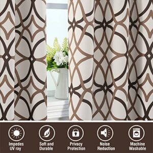 H.VERSAILTEX Blackout Curtains Printed Design 84 Inch Length 2 Panels Set Thermal Insulated Curtains for Bedroom Living Room Geometric Modern Grommet Window Drapes - Taupe and Brown