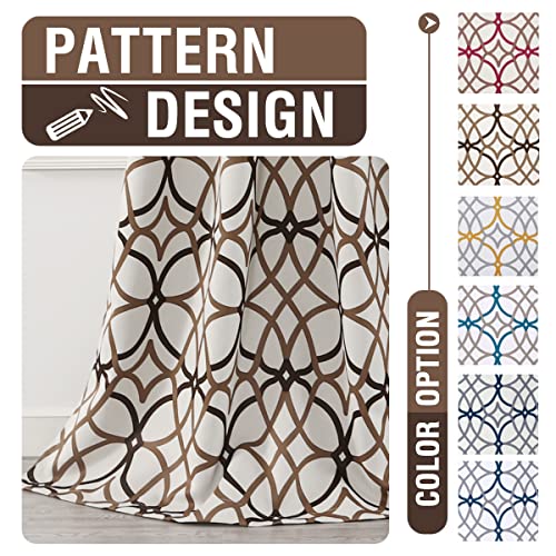 H.VERSAILTEX Blackout Curtains Printed Design 84 Inch Length 2 Panels Set Thermal Insulated Curtains for Bedroom Living Room Geometric Modern Grommet Window Drapes - Taupe and Brown