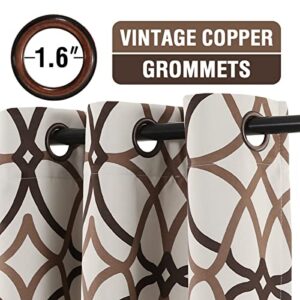 H.VERSAILTEX Blackout Curtains Printed Design 84 Inch Length 2 Panels Set Thermal Insulated Curtains for Bedroom Living Room Geometric Modern Grommet Window Drapes - Taupe and Brown