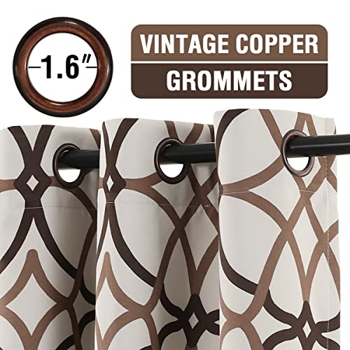 H.VERSAILTEX Blackout Curtains Printed Design 84 Inch Length 2 Panels Set Thermal Insulated Curtains for Bedroom Living Room Geometric Modern Grommet Window Drapes - Taupe and Brown