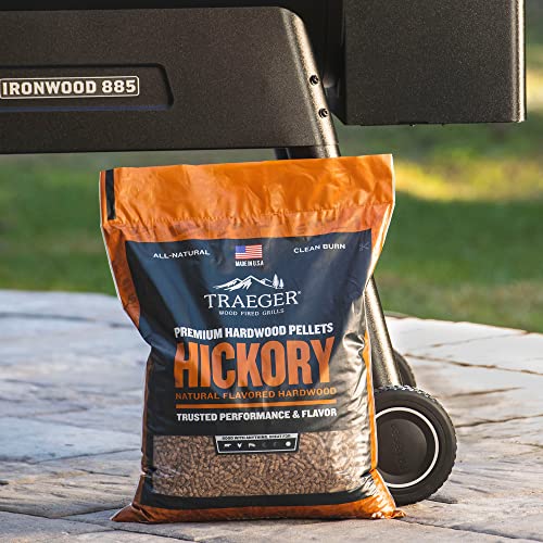 Traeger Grills Hickory 100% All-Natural Wood Pellets for Smokers and Pellet Grills, BBQ, Bake, Roast, and Grill, 20 lb. Bag