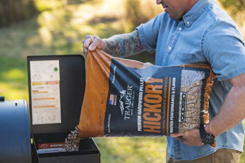 Traeger Grills Hickory 100% All-Natural Wood Pellets for Smokers and Pellet Grills, BBQ, Bake, Roast, and Grill, 20 lb. Bag
