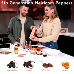 DIY Gift Kits Standard Hot Sauce Making Kit with Everything Included for DIY; Make Your Own Hot Sauce Kit for Adults; Ingredients, 3 Recipes, & Bottles Included; Gift For Birthdays, Fathers Day & More