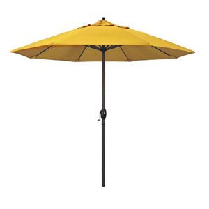 california umbrella 9' rd sunbrella aluminum patio umbrella, crank lift, auto tilt, bronze pole, sunflower yellow