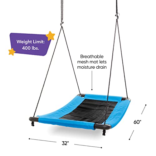 HearthSong 60 Inch SkyCurve Rectangular Platform Swing with Comfy Mat and Steel Frame, Holds up to 400 lbs.