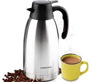 68oz thermal coffee carafe - insulated stainless steel double walled vacuum flask - coffee carafes for keeping hot coffee & tea for 12 hours - cresimo coffee dispenser