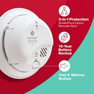 First Alert BRK SC9120LBL Hardwired Smoke and Carbon Monoxide (CO) Detector with 10 Year Sealed Battery Backup , White