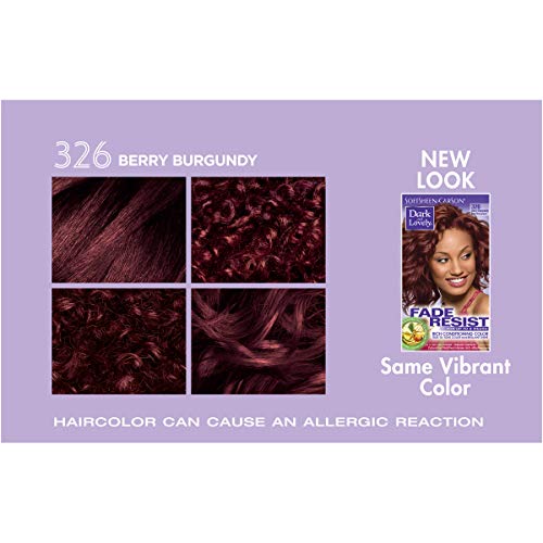 SoftSheen-Carson Dark and Lovely Fade Resist Rich Conditioning Hair Color, Permanent Hair Color, Up To 100 percent Gray Coverage, Brilliant Shine with Argan Oil and Vitamin E, Berry Burgundy