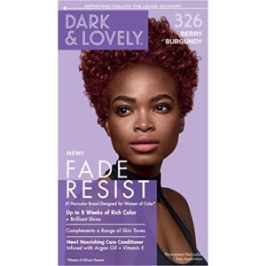 softsheen-carson dark and lovely fade resist rich conditioning hair color, permanent hair color, up to 100 percent gray coverage, brilliant shine with argan oil and vitamin e, berry burgundy