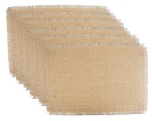 dii jute burlap collection kitchen tabletop, placemat set, 13x19, solid natural, 6 count