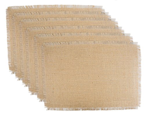 DII Jute Burlap Collection Kitchen Tabletop, Placemat Set, 13x19, Solid Natural, 6 Count