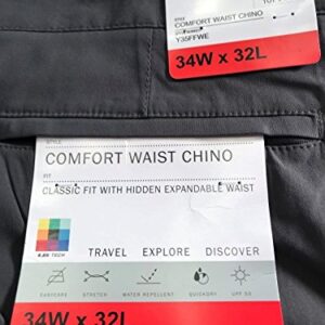 UNIONBAY mens Rainier Lightweight Comfort Travel Tech Chino Hiking Pants, Black, 34W x 32L US