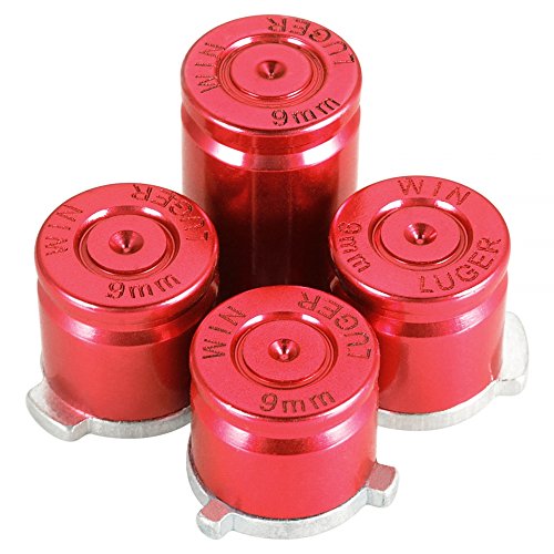 eXtremeRate Red Metal Alumium Alloy Thumbsticks Bullet ABXY Mod Buttons Replacement Parts for Xbox One Xbox One S X Controller