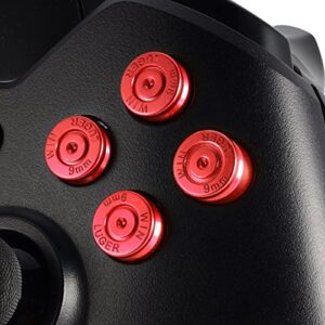 eXtremeRate Red Metal Alumium Alloy Thumbsticks Bullet ABXY Mod Buttons Replacement Parts for Xbox One Xbox One S X Controller