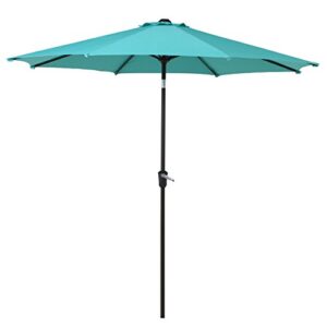 grand patio 9 ft enhanced aluminum patio umbrella, uv protected outdoor umbrella with auto crank and push button tilt, blue