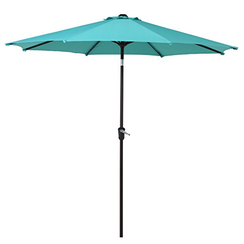 Grand patio 9 FT Enhanced Aluminum Patio Umbrella, UV Protected outdoor Umbrella with Auto Crank and Push Button Tilt, Blue