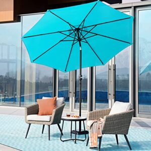 Grand patio 9 FT Enhanced Aluminum Patio Umbrella, UV Protected outdoor Umbrella with Auto Crank and Push Button Tilt, Blue