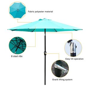 Grand patio 9 FT Enhanced Aluminum Patio Umbrella, UV Protected outdoor Umbrella with Auto Crank and Push Button Tilt, Blue