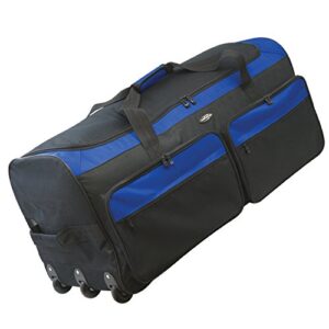 travelers club 36" asgard 3-wheel rolling duffel bag, blue