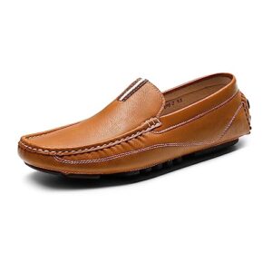 bruno marc men's tan driving moccasins penny loafers slip on loafer shoes size 9.5 bm-pepe-2