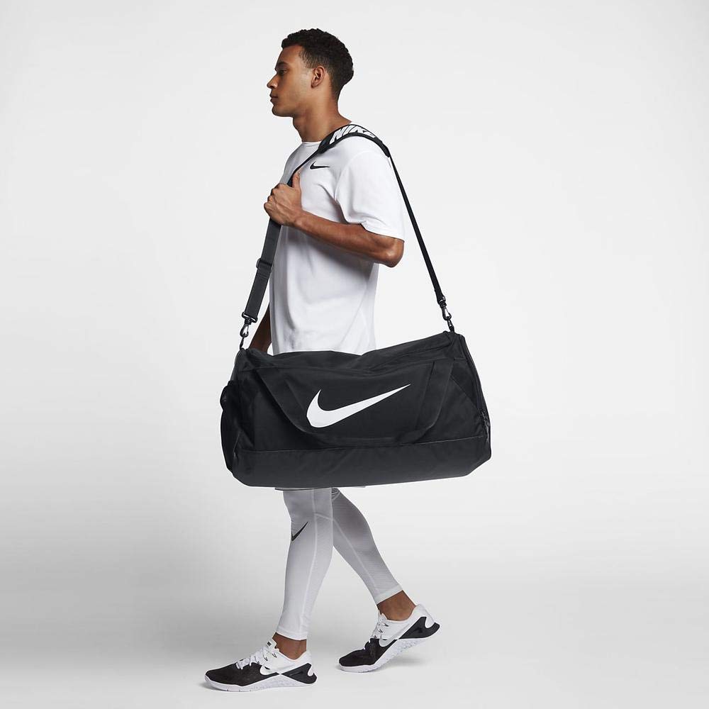 NIKE Brasilia Training Duffel Bag, Black/Black/White, Large