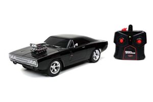jada toys fast & furious 1:16 1970 dodge charger rt remote control car 2.4 ghz black, toys for kids and adults, glossy black (97584)