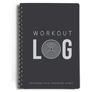 workout planner for daily fitness tracking & goals setting (a5 size, 6” x 8”, charcoal gray), men & women personal home & gym training diary, log book journal for weight loss by workout log gym