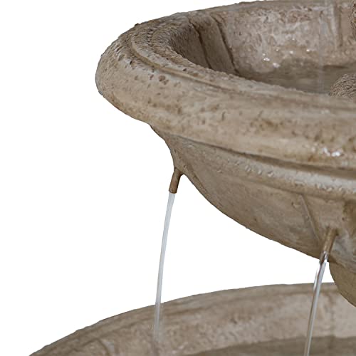 Sunnydaze 3-Tier Cornucopia Outdoor Water Fountain for The Patio or Backyard - 61-Inch H Ivory